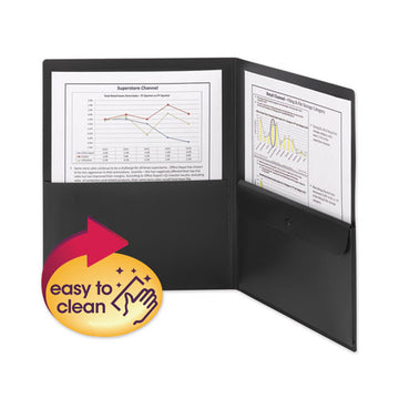 Smead® Poly Two-pocket Folder With Snap Closure Security Pocket, 100-sheet Capacity, 11 X 8.5, Black, 5-pack freeshipping - TVN Wholesale